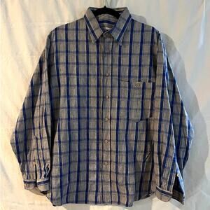 VTG Christian de Parallax Paris Shirt Cotton Blue Black White Cork Button Down
